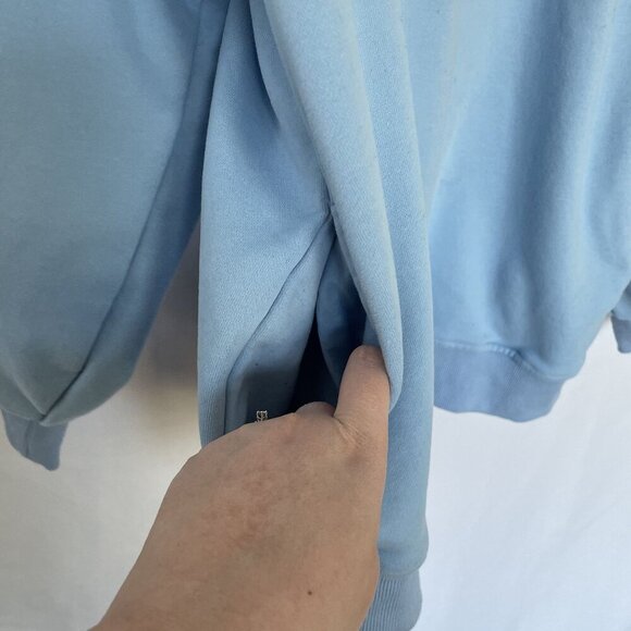 Anrabess Light Blue Oversized Pullover Sweatshirt With Cowl Neck & Ribbed Cuffs - Picture 4 of 8